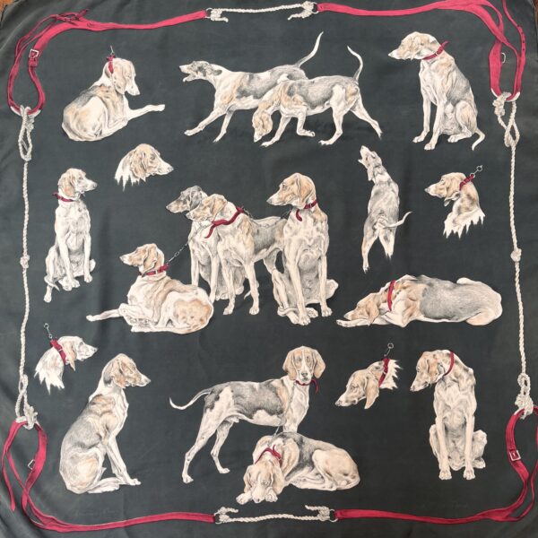 Vintage Hermes Scarf UK Chiens de Meute by Xavier de Poret