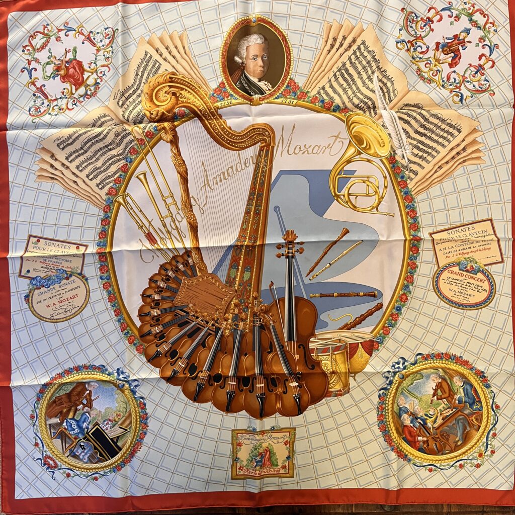 Hermes Scarf Hommage a Mozart MINT! Gorgeous and Sought After