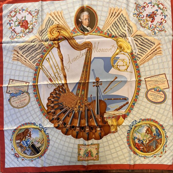 Hermes Scarf Hommage a Mozart MINT! Gorgeous and Sought After