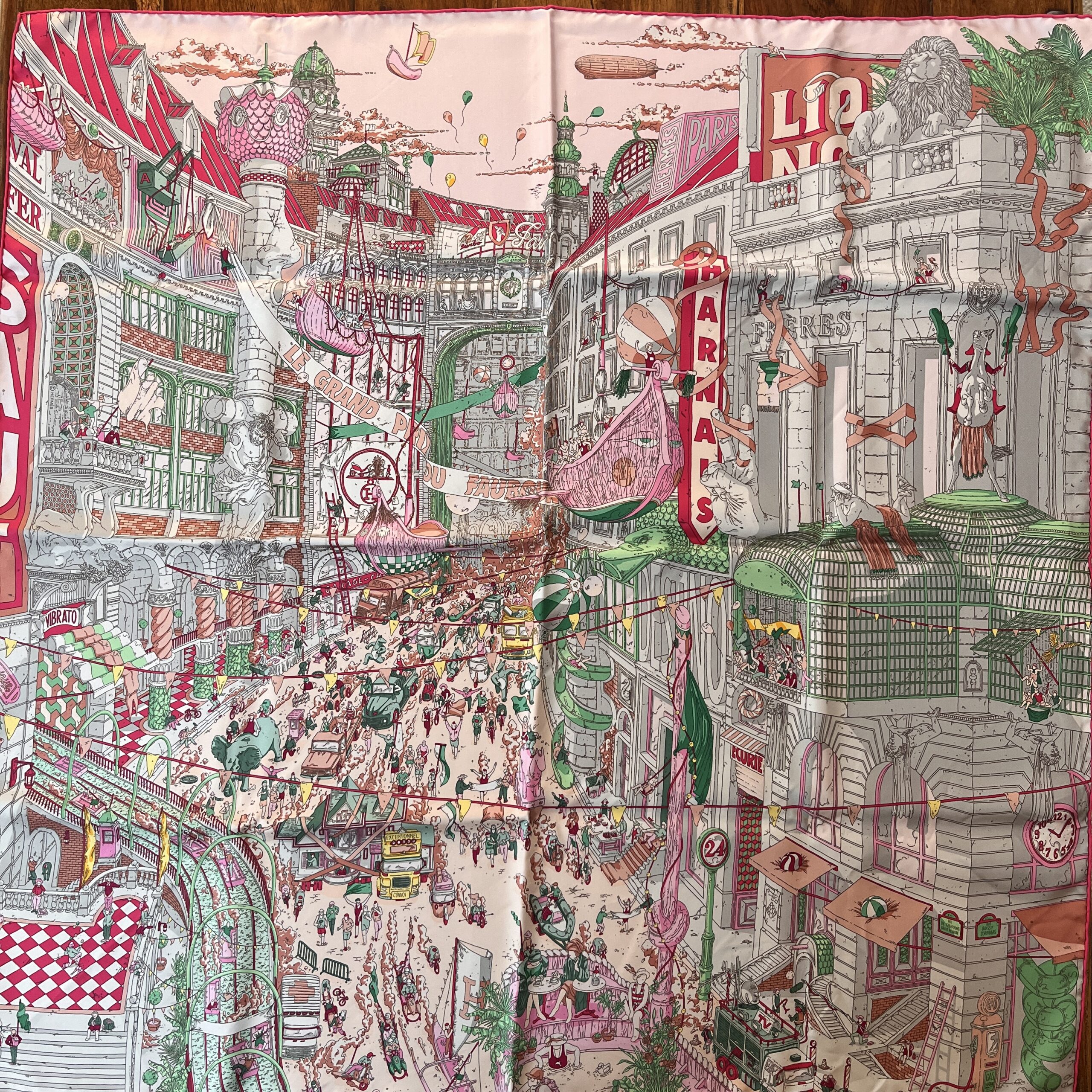 Hermes Scarf Le Grand Prix du Faubourg Immaculate! in Original Box and Tissue. Highly Sought After