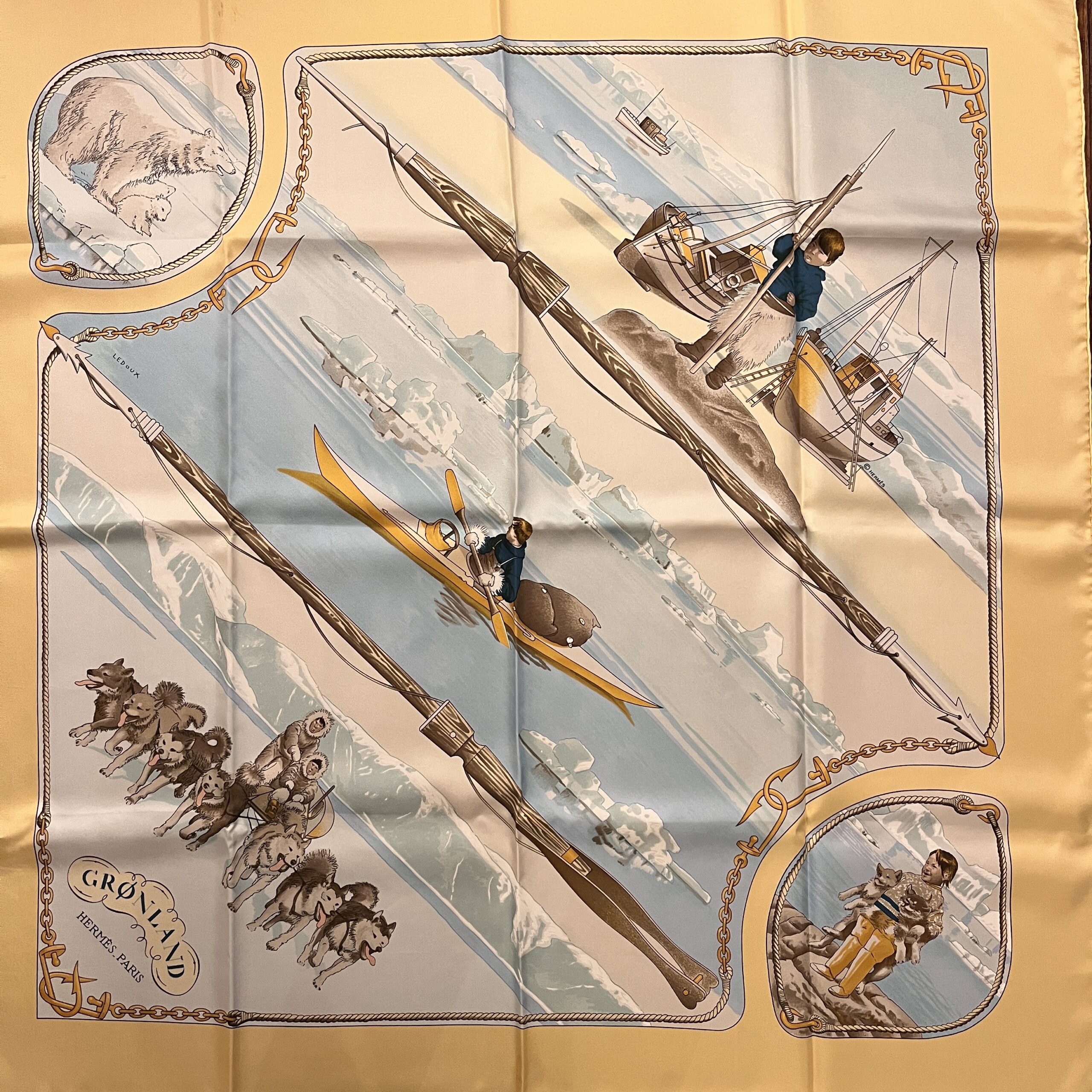 Hermes Scarf Gronland, Appears Unworn in Original Box and Tissue