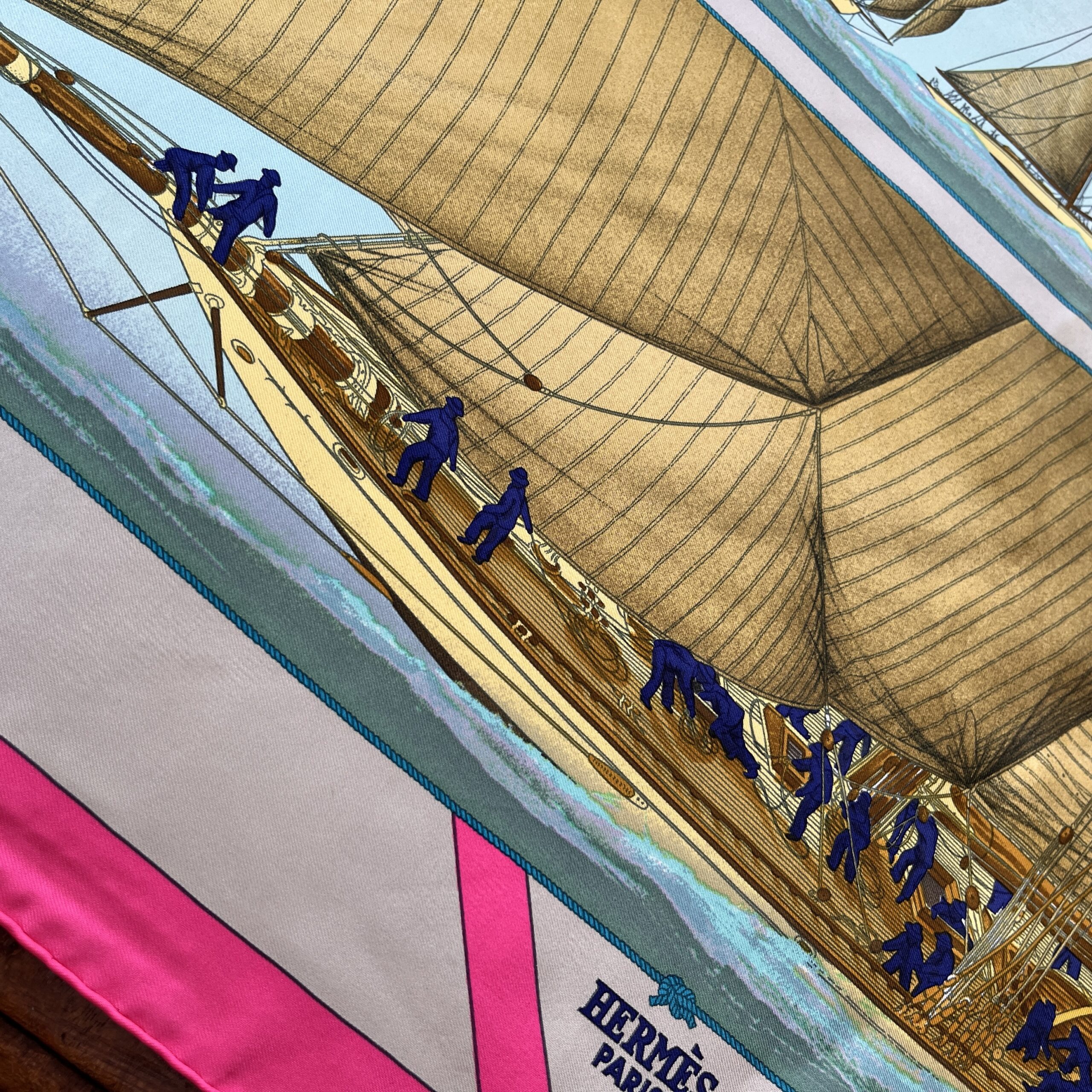 Hermes Scarf Rafales (Squall) Stunning Pink, and Feels Unworn!