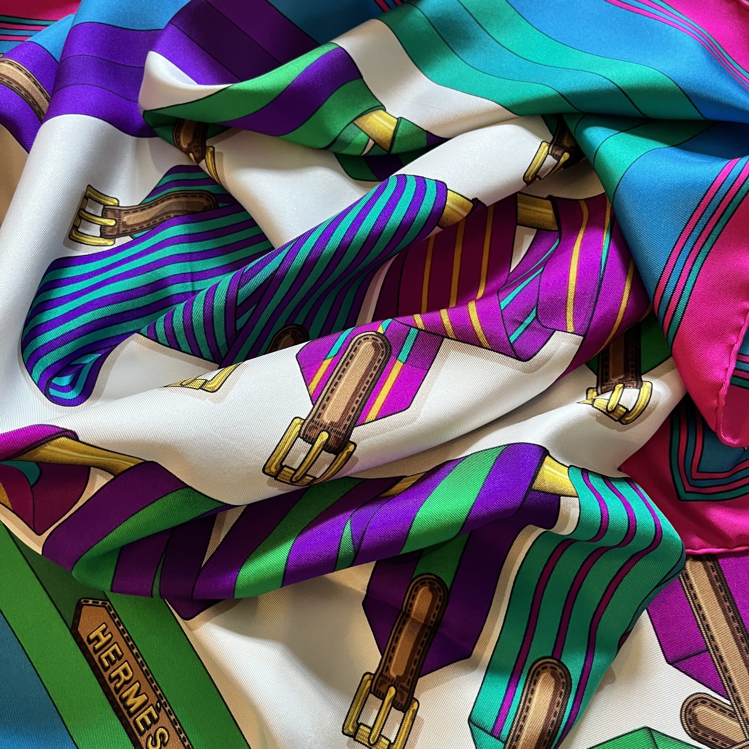 Hermes Scarf Les Sangles (Horses’ Surcingles) Feels Unworn