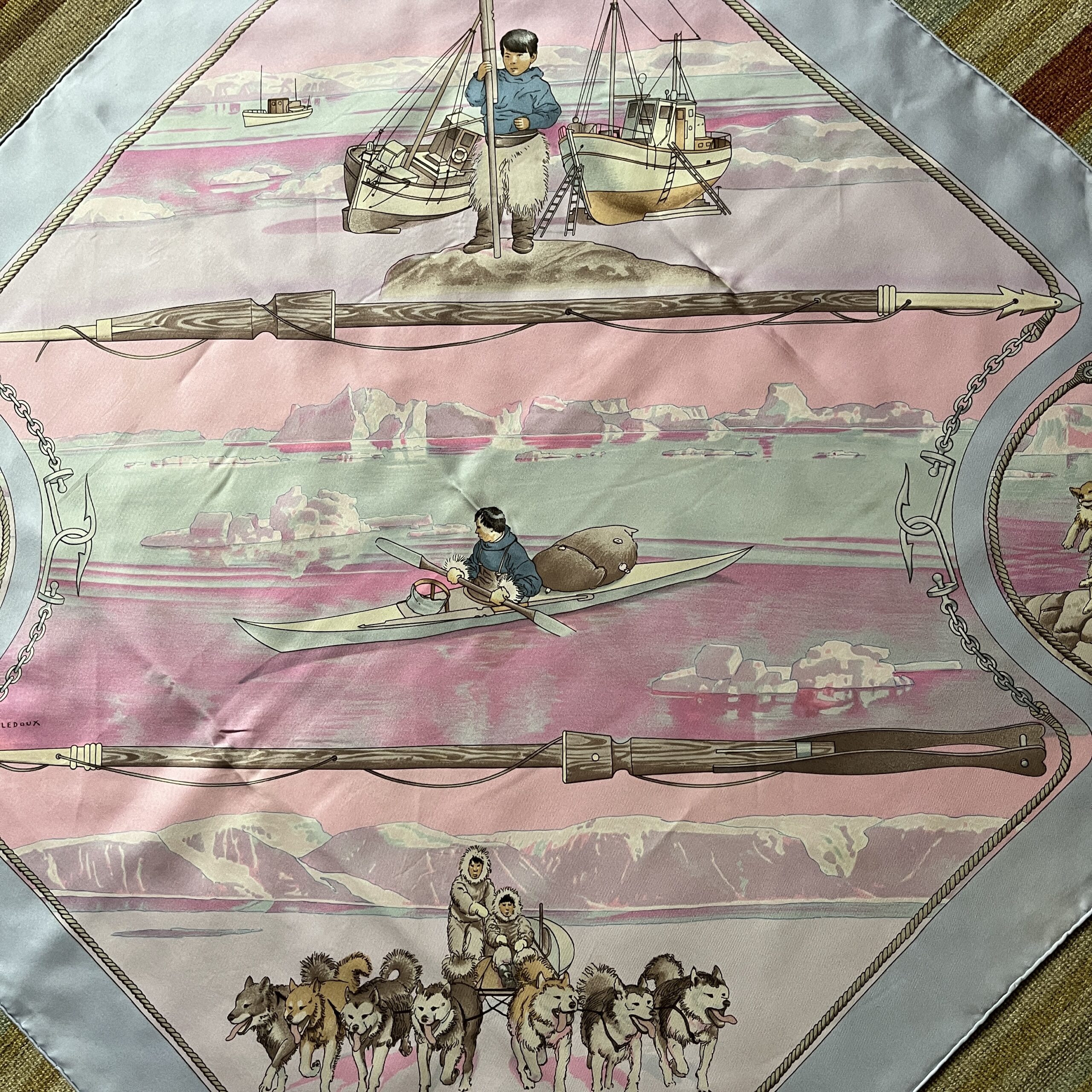 Hermes Scarf Gronland in Baby Blue and Powder Pink